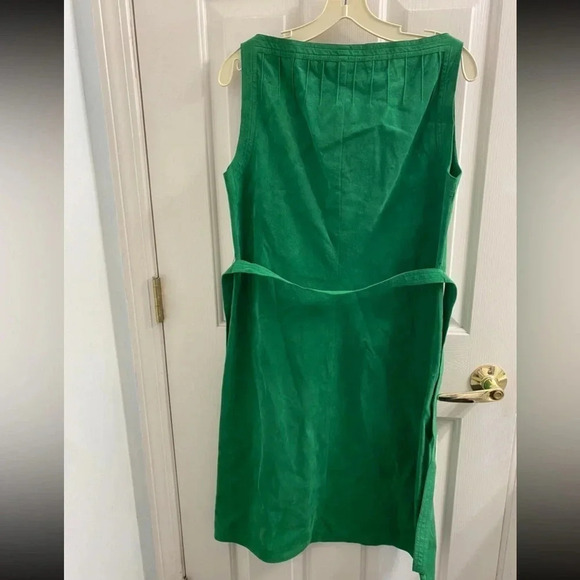 Mollie Parnis Skinner Ultra Suede fabric green v neck dress size extra small - Picture 8 of 8
